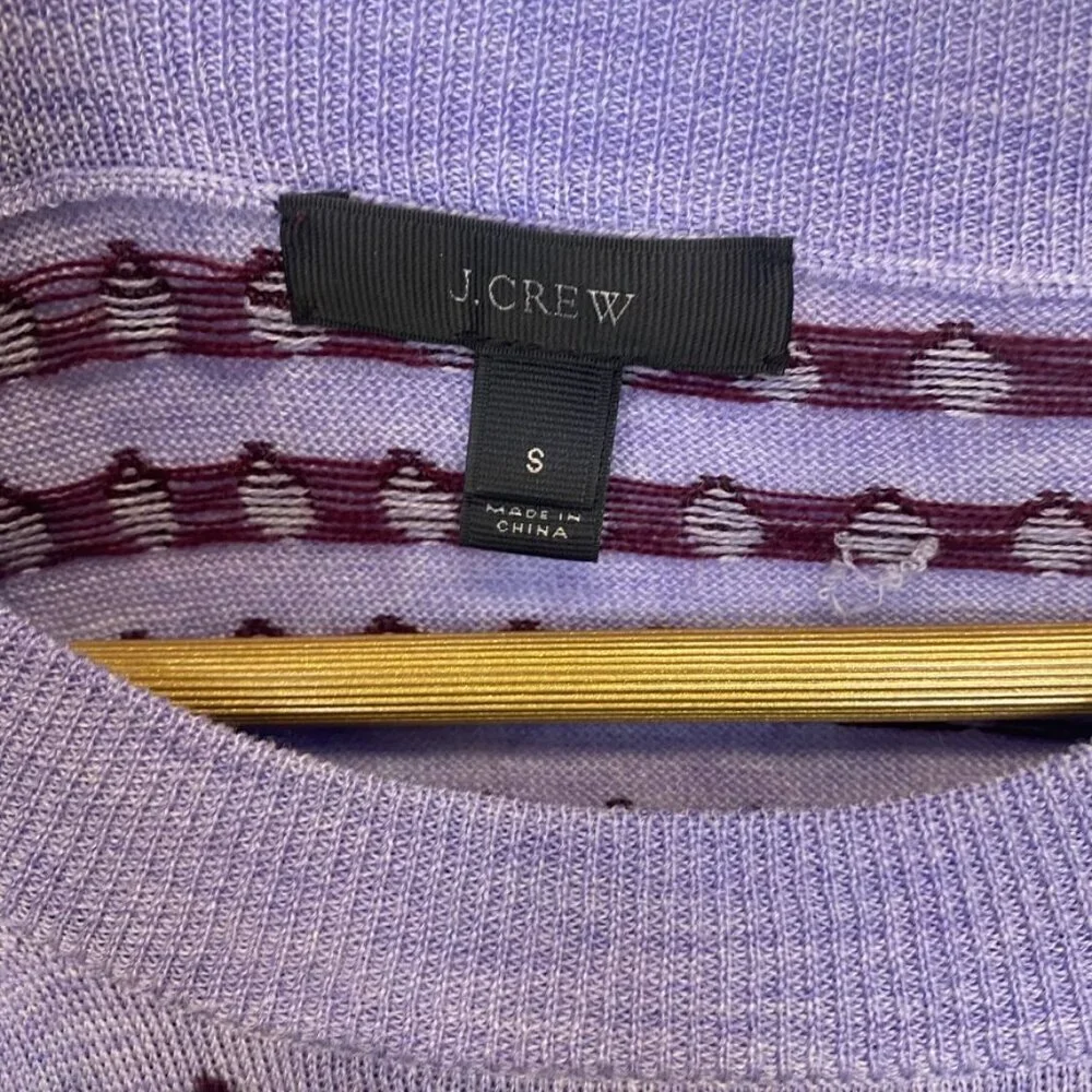 J. Crew 100% Merino Wool Purple Polka Dot Sweater